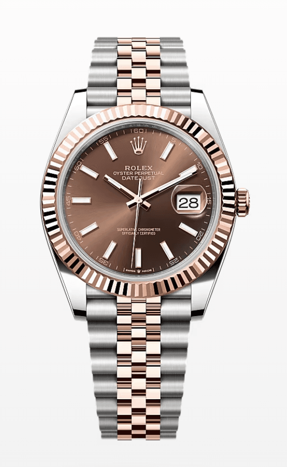 Rolex Datejust Chocolate Dial Fluted Bezel Jubilee Bracelet 41mm Two-Tone Everose Gold and Stainless Steel