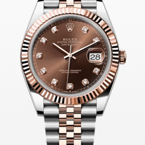 Rolex Datejust Chocolate Dial with Diamond Markers Fluted Bezel Jubilee Bracelet 41mm Two-Tone Everose Gold and Stainless Steel