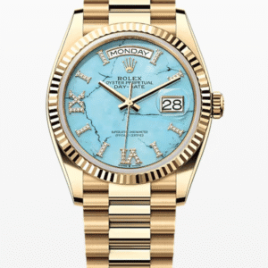 Rolex Daydate Turquoise Dial with Diamond Markers 36mm Full Yellow Gold