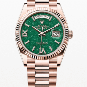 Rolex Daydate Green Aventurine Dial with Diamond Markers 36mm Full Everose Gold