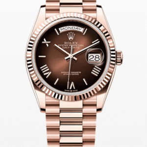 Rolex Daydate Ombre Brown Roman Dial 36mm Full Everose Gold