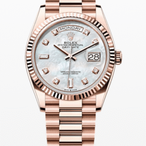 Rolex Daydate Mother of Pearl Dial with Diamond Markers 36mm Full Everose Gold