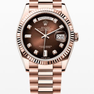 Rolex Daydate Ombre Brown Dial with Diamond Markers 36mm Full Everose Gold