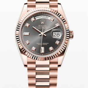 Rolex Daydate Grey Dial with Diamond Markers 36mm Full Everose Gold