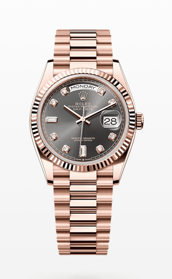 Rolex Daydate Grey Dial with Diamond Markers 36mm Full Everose Gold