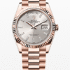 Rolex Daydate Silver Dial with Baguette Markers 36mm Full Everose Gold