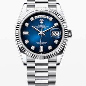 Rolex Daydate Blue Ombre Dial with Diamond Markers 36mm Platinum