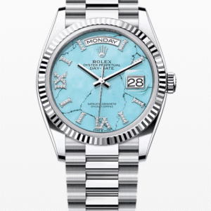 Rolex Daydate Turquoise Dial with Diamond Roman Markers 36mm Platinum