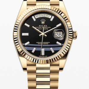 Rolex Daydate Black Onyx Dial with Baguette Markers 40mm Full Yellow Gold