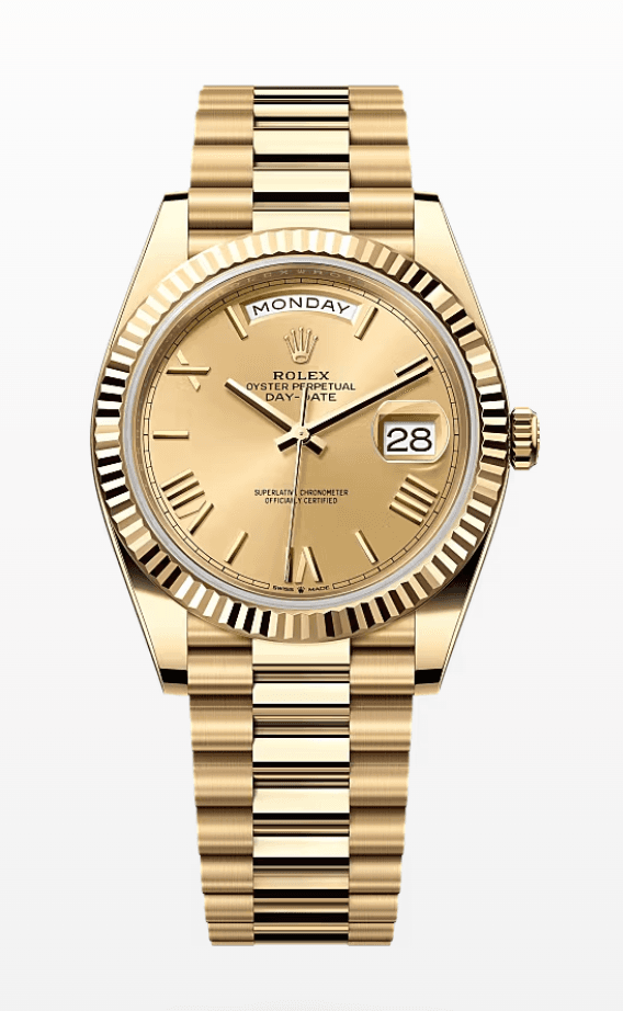 Rolex Daydate Champagne Roman Dial 40mm Full Yellow Gold