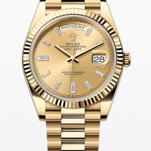 Rolex Daydate Champagne Dial with Baguette Markers 40mm Full Yellow Gold