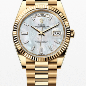 Rolex Daydate Mother of Pearl Dial with Baguette Markers 40mm Full Yellow Gold