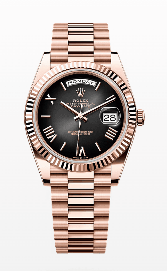 Rolex Daydate Grey Ombre Roman Dial 40mm Full Everose Gold