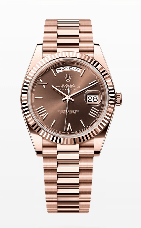 Rolex Daydate Chocolate Roman Dial 40mm Full Everose Gold