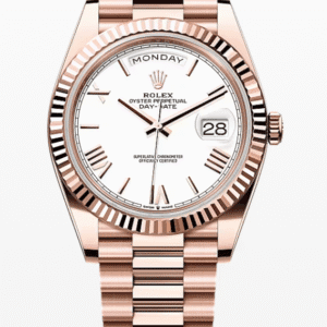 Rolex Daydate White Roman Dial 40mm Full Everose Gold