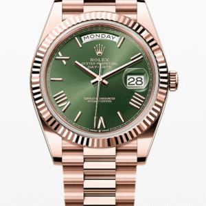 Rolex Daydate Olive Green Roman Dial 40mm Full Everose Gold