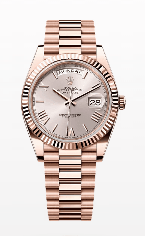 Rolex Daydate Sundust Roman Dial 40mm Full Everose Gold