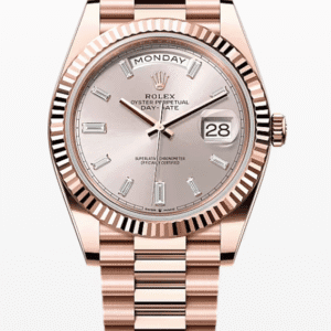 Rolex Daydate Sundust Dial with Baguette Markers 40mm Full Everose Gold