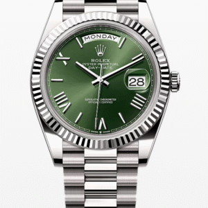 Rolex Daydate Olive Green Roman Dial 40mm Full White Gold
