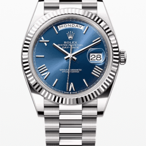 Rolex Daydate Blue Roman Dial 40mm Full White Gold
