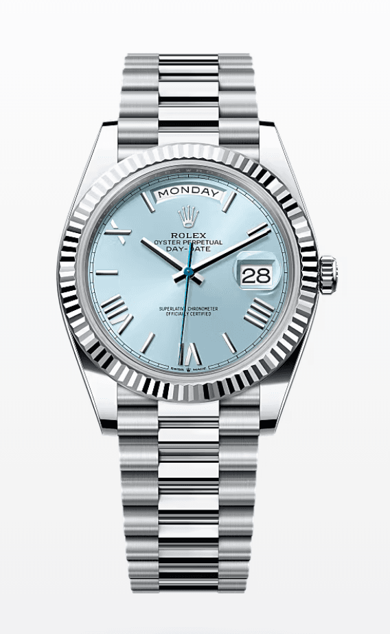 Rolex Daydate Ice Blue Roman Dial 40mm Platinum