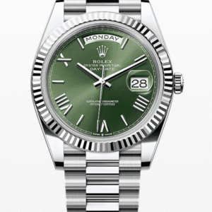 Rolex Daydate Olive Green Roman Dial 40mm Platinum