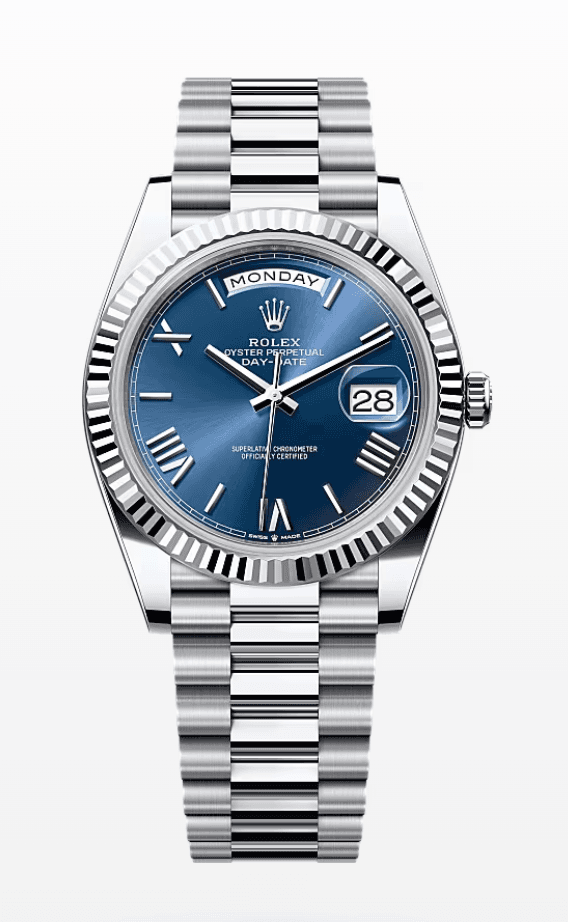 Rolex Daydate Blue Roman Dial 40mm Platinum