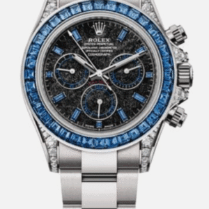 Off-Catalogue Rolex Daytona Obsidian Dial with Sapphire Baguette Markers Sapphire Bezel 40mm Full White Gold