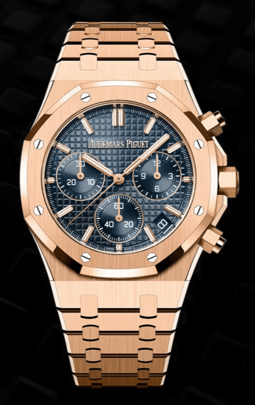 Audemars Piguet Royal Oak 41mm Chronograph Blue "Grande Tapisserie" Dial Full Rose Gold