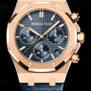 Audemars Piguet Royal Oak 41mm Chronograph Blue "Grande Tapisserie" Dial Rose Gold Alligator Strap