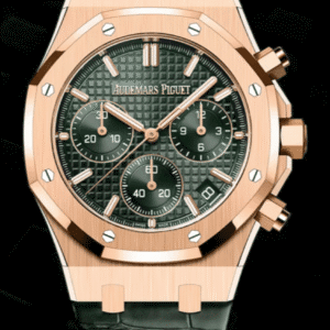 Audemars Piguet Royal Oak 41mm Chronograph Khaki Green "Grande Tapisserie" Dial Rose Gold Alligator Strap