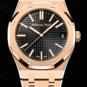 Audemars Piguet Royal Oak 41mm Black "Grande Tapisserie" Dial Full Rose Gold