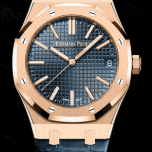 Audemars Piguet Royal Oak 41mm Blue "Grande Tapisserie" Dial Full Rose Gold Alligator Strap