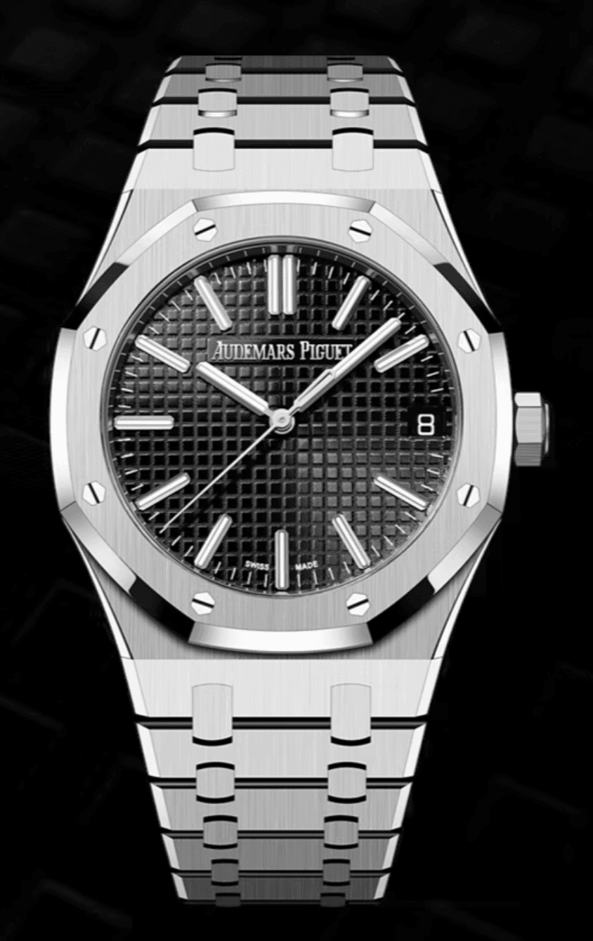 Audemars Piguet Royal Oak 41mm Black "Grande Tapisserie" Dial Stainless Steel