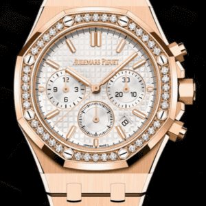 Audemars Piguet Royal Oak Chronograph 38mm Silver "Grande Tapisserie" Dial Diamond Bezel Full Rose Gold