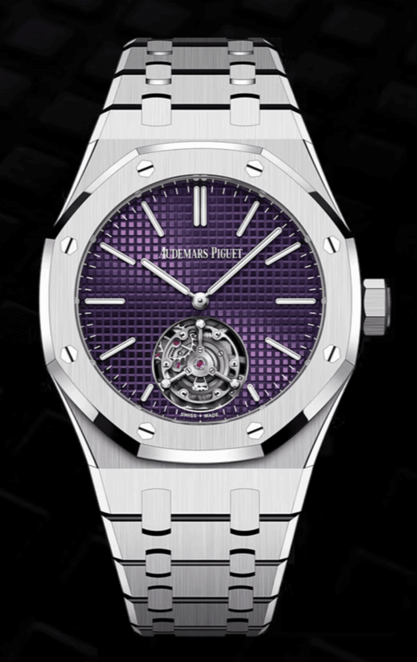 Audemars Piguet Royal Oak Flying Tourbillon "Extra-Thin" 37mm Plum "Grande Tapisserie" Dial Stainless Steel