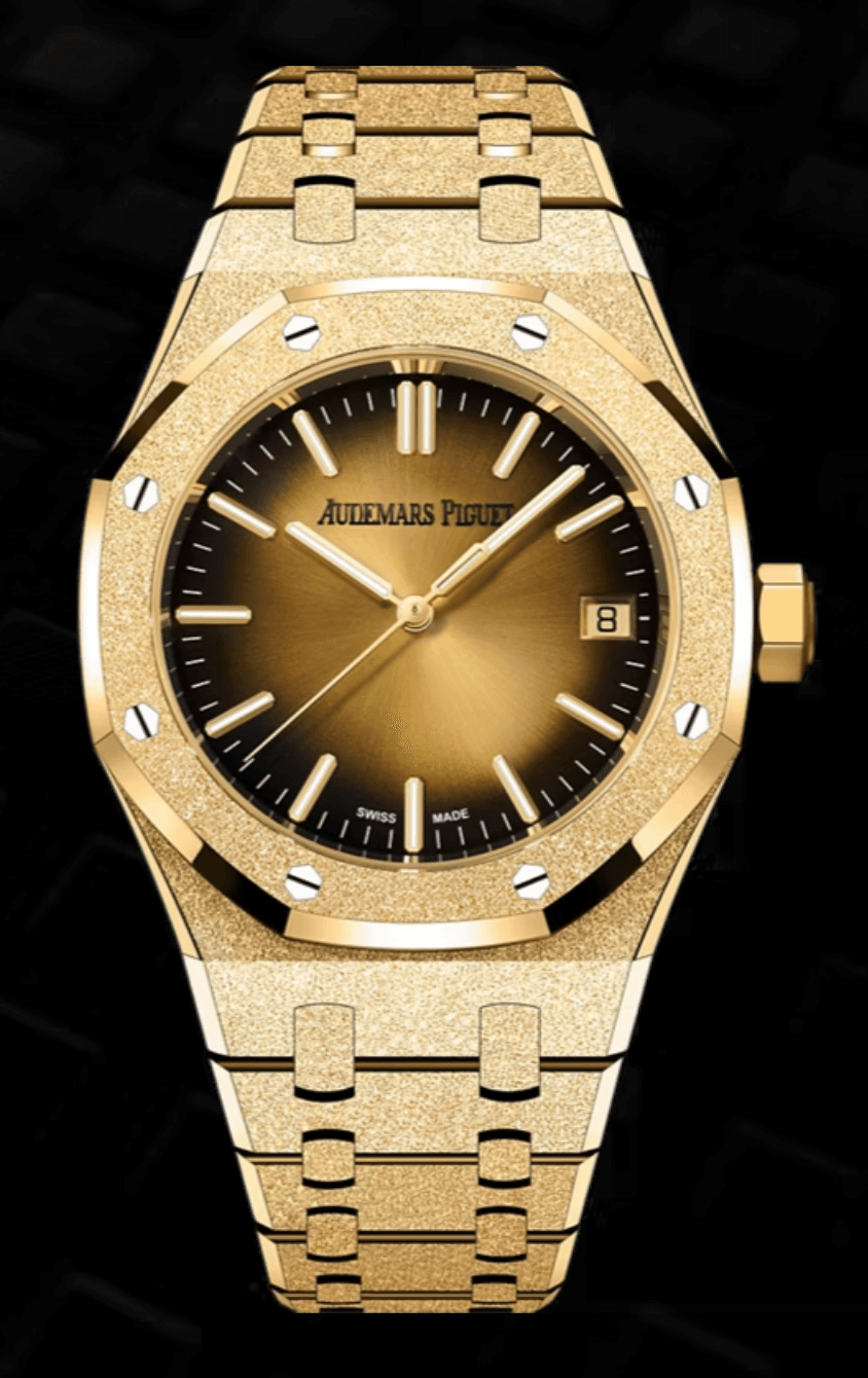 Audemars Piguet Royal Oak 37mm Smoked Yellow-Gold Dial Full Frosted Yellow Gold