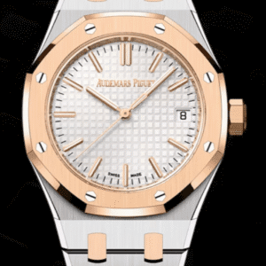 Audemars Piguet Royal Oak 37mm Silver "Grande Tapisserie" Dial Two-Tone Stainless Steel and Rose Gold