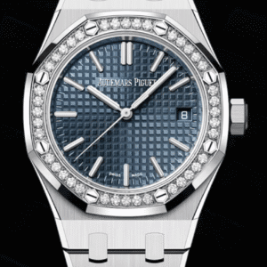 Audemars Piguet Royal Oak 37mm Blue "Grande Tapisserie" Dial Diamond Bezel Stainless Steel