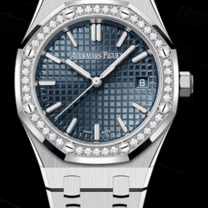 Audemars Piguet Royal Oak 34mm Blue "Grande Tapisserie" Dial Diamond Bezel Stainless Steel