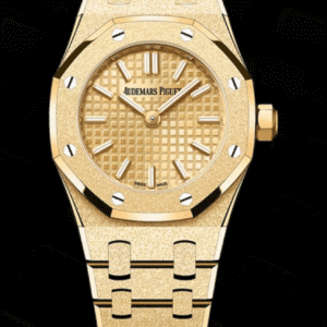 Audemars Piguet Royal Oak 23mm Yellow Gold-Toned "Petite Tapisserie" Dial Full Frosted Yellow Gold