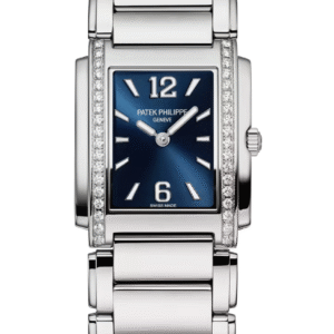 Patek Philippe Twenty-4 Sunburst Blue Dial Diamond Bezel Stainless Steel