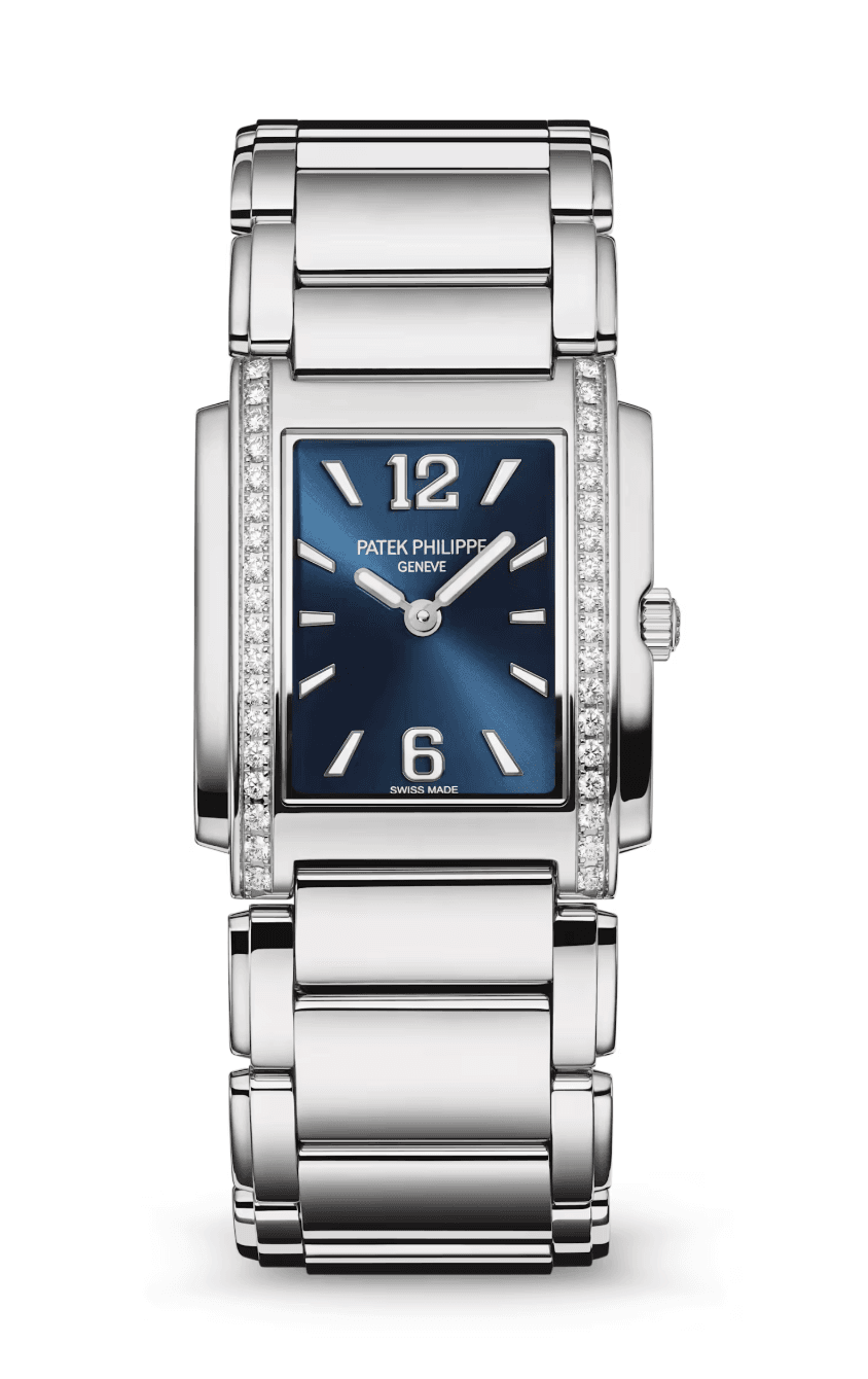 Patek Philippe Twenty-4 Sunburst Blue Dial Diamond Bezel Stainless Steel