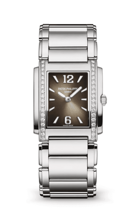 Patek Philippe Twenty-4 Sunburst Grey Dial Diamond Bezel Stainless Steel