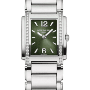 Patek Philippe Twenty-4 Sunburst Olive Green Dial Diamond Bezel Stainless Steel