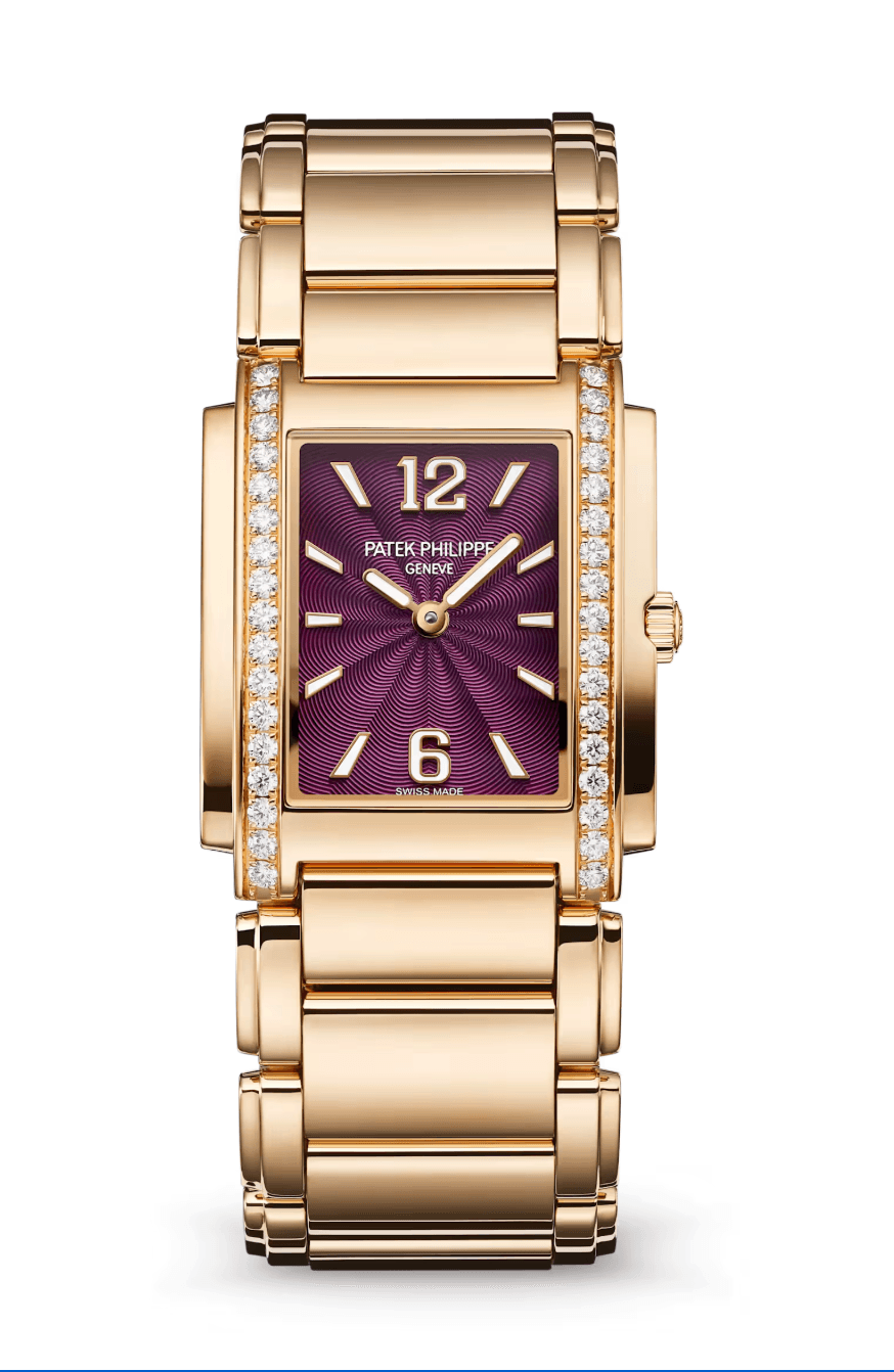 Patek Philippe Twenty-4 Lacquered Purple Dial Diamond Bezel Full Rose Gold