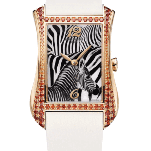 Patek Philippe Gondolo Serata Zebra Motif Dial Spessartite Case Rose Gold White Calfskin Strap