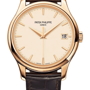 Patek Philippe Calatrava 39mm Lacquered Ivory Dial Rose Gold Dark Chestnut Alligator Strap
