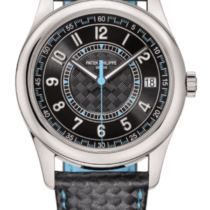 Patek Philippe Calatrava 40mm Ebony Black-Blue Dial White Gold Dark Carbon-Style Calfskin Strap