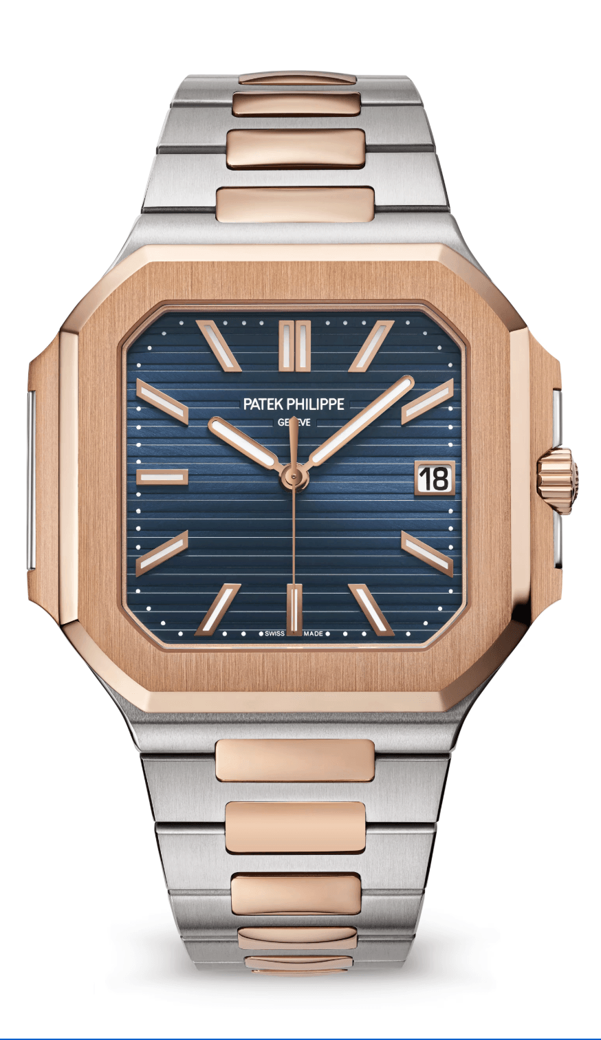 Patek Philippe Cubitus 45mm Sunburst Blue Dial Two-Tone Rose Gold and Stainless Steel